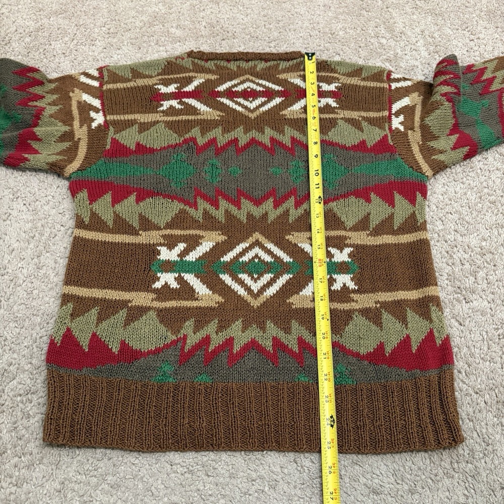 Vintage Polo Ralph Lauren Aztec American Flag Sweater Mens Large Cotton Knit - Picture 7 of 8